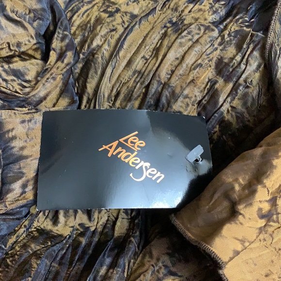 Lee Andersen - Crushed Silk Midi Scoop Neck Dress Tres Earth Bronze NEW - Picture 6 of 8